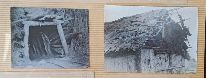 左图为残留的羊桥箐矿井，，，，，，，后被外地农民修复开采。。。。。。。。右图为残留的工棚。。。。。。。。.jpg